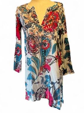 🌺Raj Embroidered Floral Swim Coverup / Tunic Dress